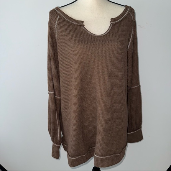 NWT Andree by Unit Waffle knit casual pullover long sleeve Sweater SOFT size 2x - Picture 1 of 16